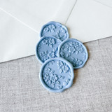 Dusty Blue floral pattern 3D wax seal stickers | Set of 10 Wax Seals