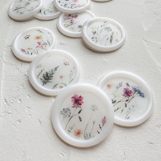 Self-adhesive wax seal | Bright watercolor florals design - translucent Wax Seals