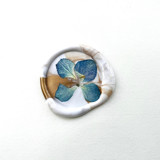 Blue Hydrangea Wax Seal in White Gold Marble | Pack of 10 Wax Seals