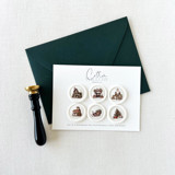 Self-adhesive wax seal | Vintage Christmas Holiday design - Set of 6 Wax Seals