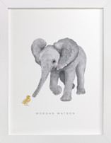 baby elephant and duckling Nursery Art Prints