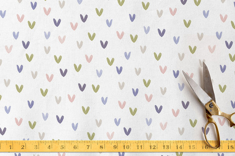 Watercolor Hearts Fabric