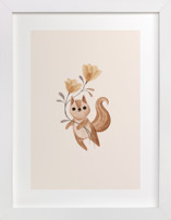 Squirrel with Flowers Nursery Art Prints