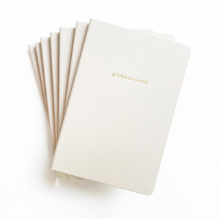 Custom Text Foil Embossed Linen Notebook | Gold Foil on Cream Linen Notebook
