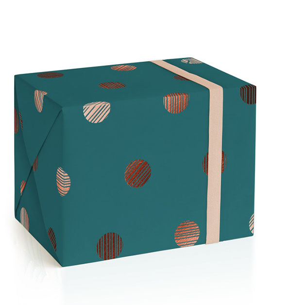 Lined Dots Foil-Pressed Wrapping Paper Sheets