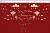 Happy Lunar New Year Online Holiday Party Invitations