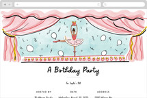 Ballerina On Stage Online Kids Birthday Invitations
