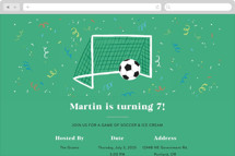 Soccer Game Online Kids Birthday Invitations