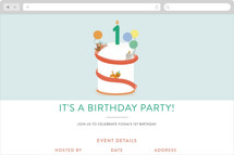 Party Animal Cake Online Kids Birthday Invitations