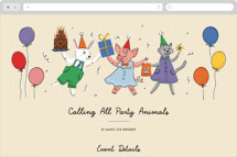 Party Animals Online Kids Birthday Invitations