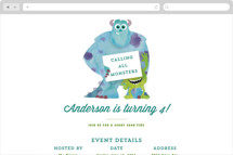 Monsters Party Online Kids Birthday Invitations