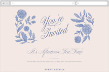 Blue and White Carnations Online Party Invitations