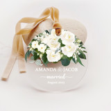 Personalized White Roses Married Ornament, Set of 1 Ornaments