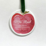 Personalized Teacher Ceramic Ornament, Watercolor Apple Ornaments