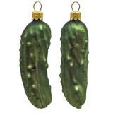 Cucumber Pickles Polish Glass Christmas Ornament Food Decoration Set of 2