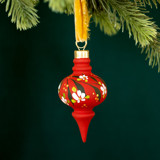 Holiday Red Floral - Long Curvy Shaped Ornament Ornaments
