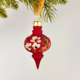 Festive Red Floral- Long Curvy Shaped Ornament