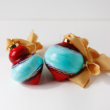 Red and Teal Set of 2 Ornaments Ornaments