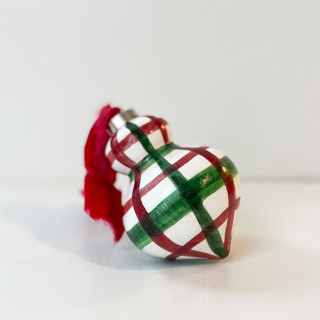 Plaid Hand painted Red and Green Ornament Ornaments