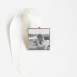 Modern Name and Date Square Ornament Silver