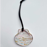 Original Hand-Painted Natural Seashell Ornament, Soft Pink, White & Gold Ornaments