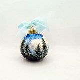 Scenic Evergreen Landscape Hand Painted Ceramic Christmas Ornament Ornaments