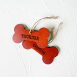 Personalized Leather Dog Bone Ornament Ornaments