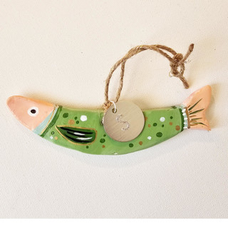 Hand made Clay Sardine with Custom Charm Ornaments