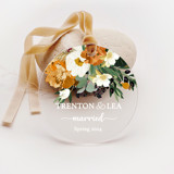Personalized Acrylic Peony Bouquet Married Ornament, Set of 1 Ornaments