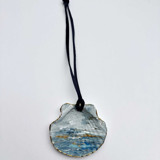 Original Hand-Painted Natural Seashell Ornament, Blue, Gray & Gold Ornaments