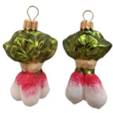 Radish Vegetable Polish Mouth Blown Glass Christmas Ornament Set of 2 Ornaments