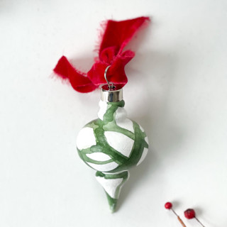 Green Plant Cell Vintage Ornament with Red Ribbon Ornaments