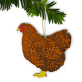 Wooden Silkscreen Chicken Ornament Ornaments