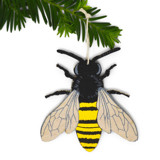 Wooden Silkscreen Bee Ornament Ornaments