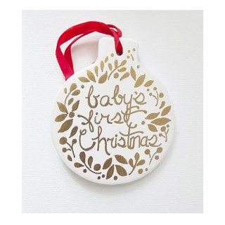 Personalized Baby's 1st Christmas White or Red Ceramic Ornament Ornaments
