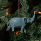 Painted Wood Elephant Christmas Ornament Ornaments