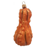 Orange Squash Gourd Polish Mouth Blown Glass Christmas Ornament Ornaments