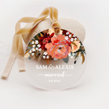 Personalized Acrylic Fall Dahlia Peony Married Ornament, Set of 1 Ornaments