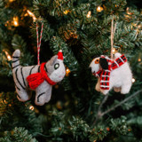 Felt Holiday Cat Dog Ornament Set of 2 Ornaments