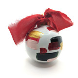 Green, Burgundy, Blush, and Gold Ceramic, Hand-Painted Ornament Ornaments