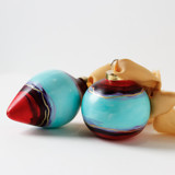 Red and Teal Ornament - Abstract set of 2 Ornaments