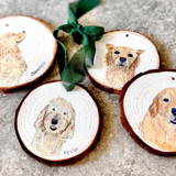 Custom Birch Wood Pet Portrait Ornament Ornaments