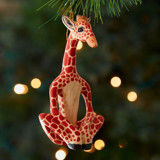 Painted Wood Yoga Giraffe Christmas Ornament Ornaments