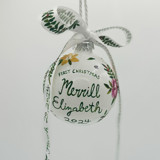 Personalized Floral First Christmas Ornament with Painted Ribbon Ornaments