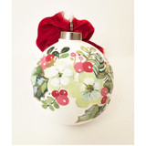 Personalized Christmas White Floral Ceramic Ornament Ornaments