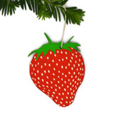 Wooden Silkscreen Strawberry Ornament