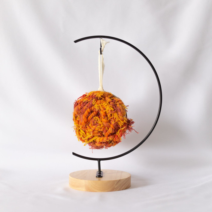 Woven Ornament Handspun Orange & Mustard Ornaments by Ashley Hawke