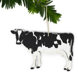 Wooden Silkscreen Cow Ornament Ornaments
