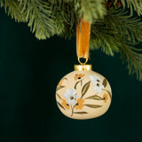 Holiday Cream Floral - Round Shaped Ornament Ornaments