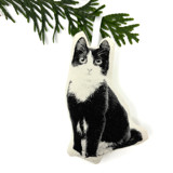 Silkscreen Black and White Kitten Ornament Ornaments
